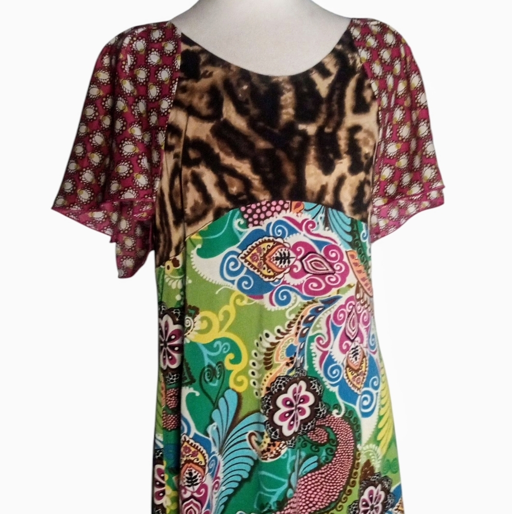 Uncle Frank Flutter Sleeve Mixed Print Quirky Min… - image 2